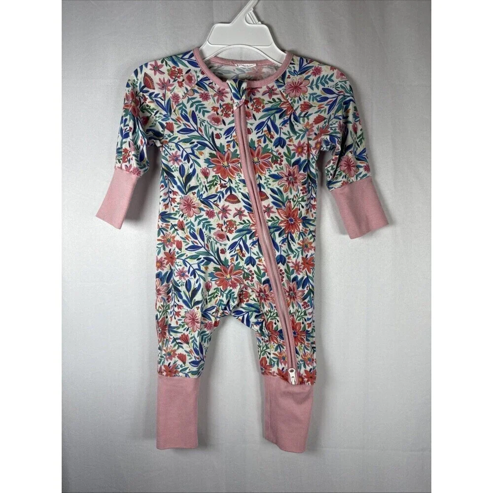 Catasy Bamboo Sleeper Pink Floral Print 0-3 M Preowned